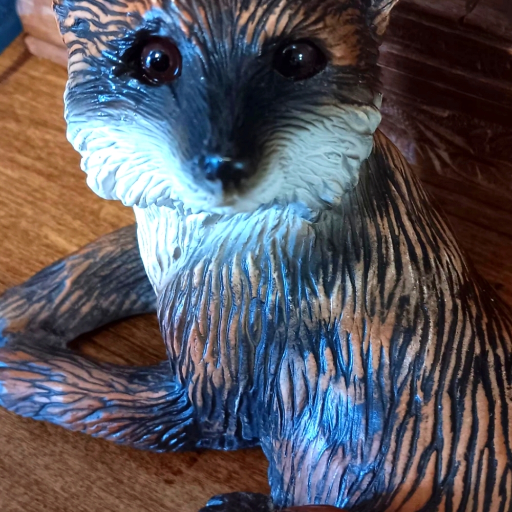 Set of 2 Ceramic Red Fox Large One Glass Eyes